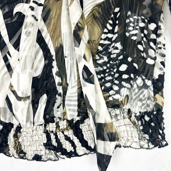 Vintage Cache Y2K Silk Blend Top Size Medium Tie Neck Semi Sheer 3/4 Sleeve - Picture 5 of 7